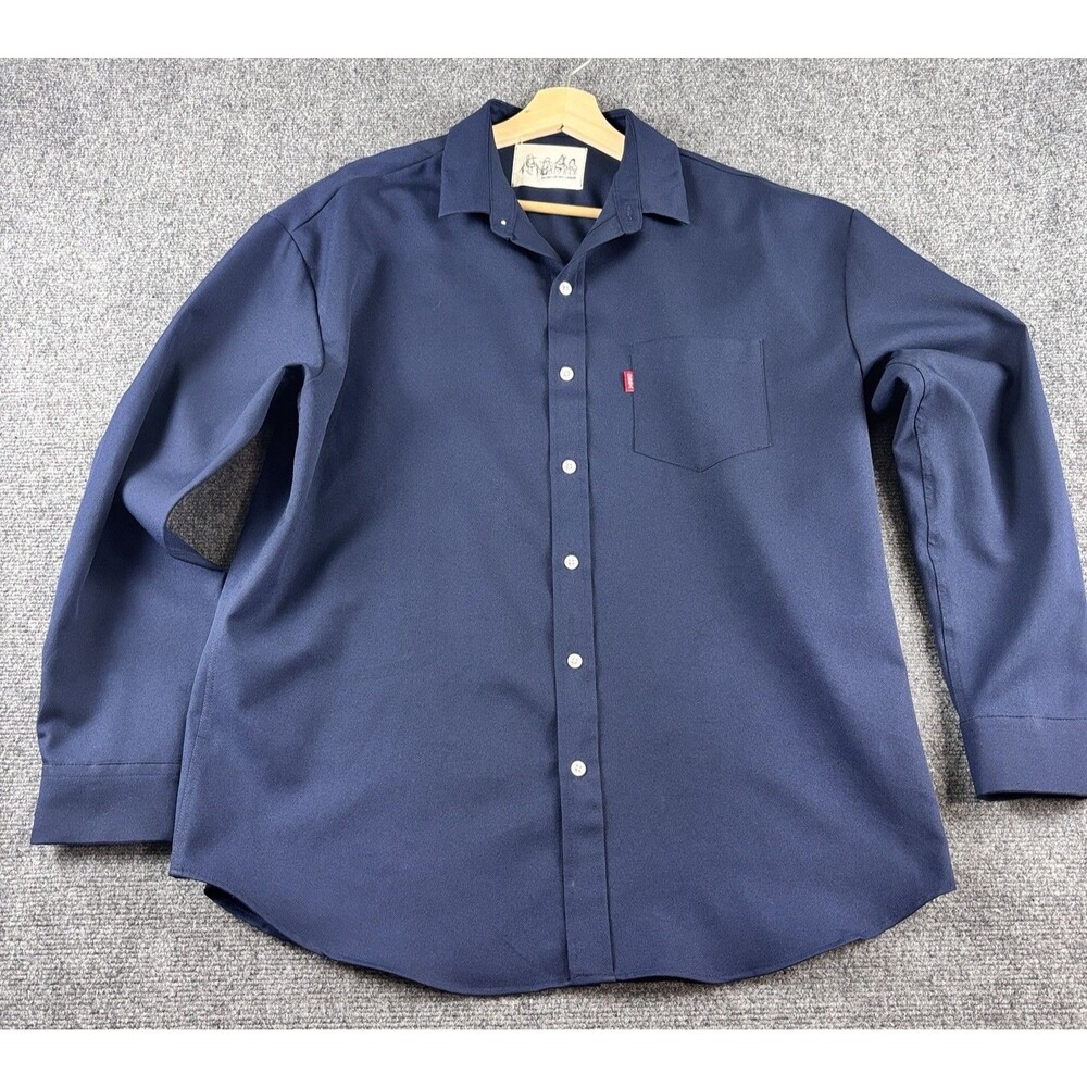XOBO YOLO x Dongsin Shirt Mens L XL Navy Blue Button Down Korean Tech Minimalist